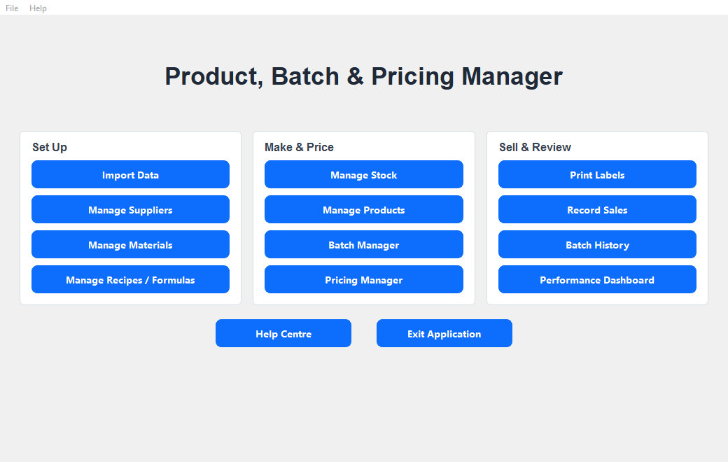 Prodexa main desktop program screen